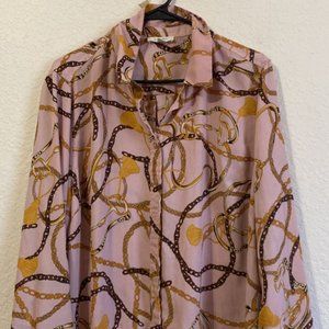 Pink brown and gold, button down top